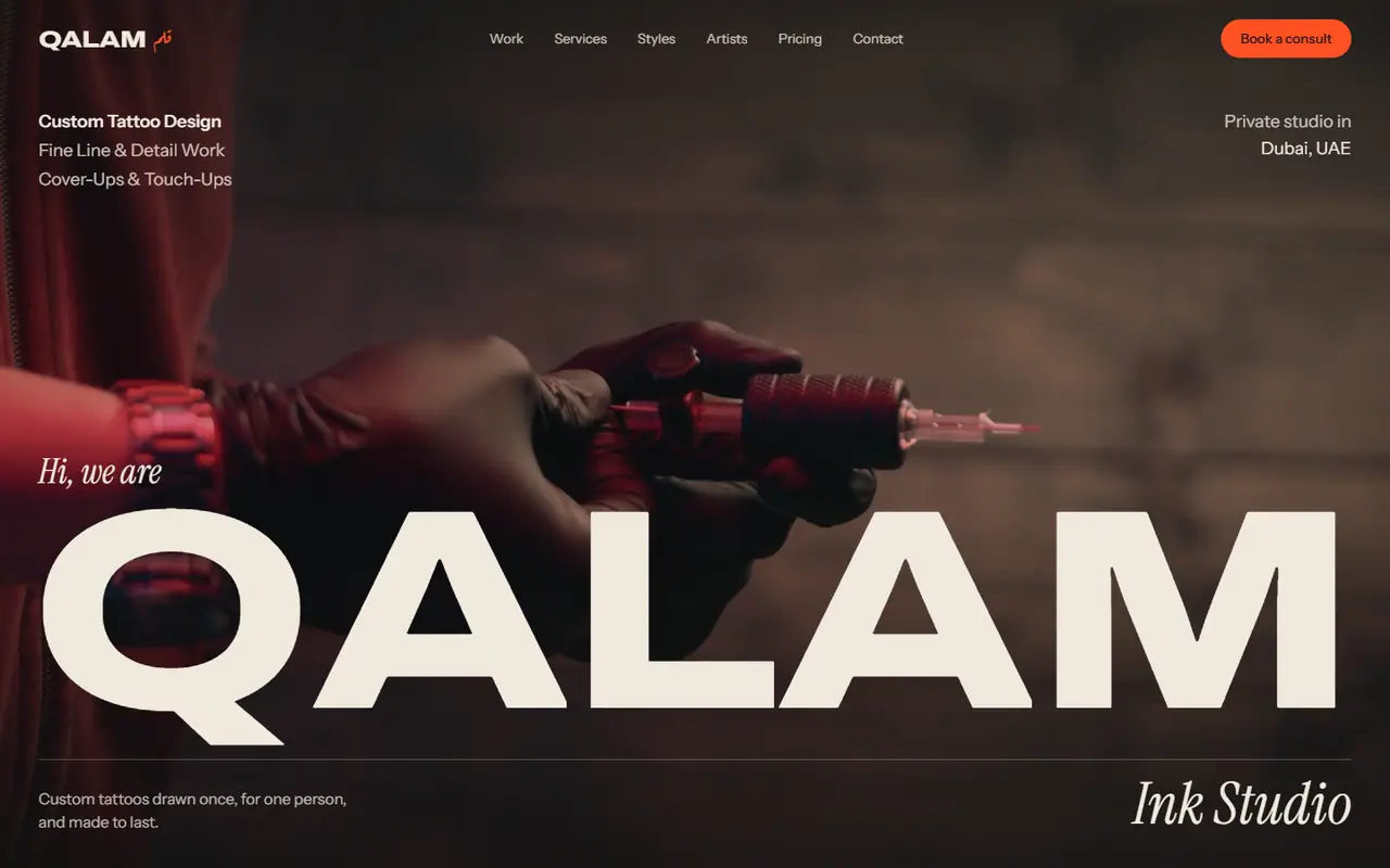 Tattoo Service — Tattoo studio website design